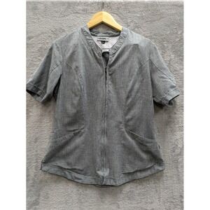 Modern Workwear Full Zip Scrub Top Women Small Grey Short Sleeve Cintas